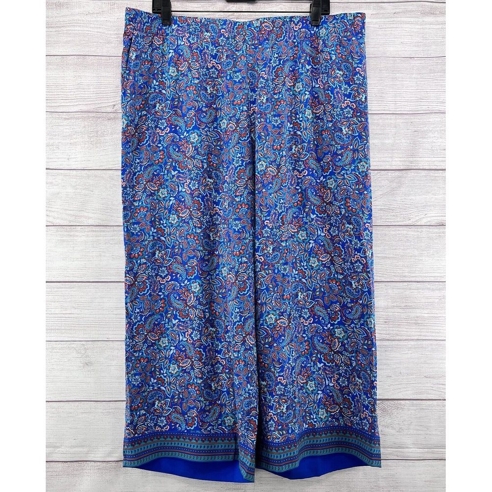 J. Jill Blue Paisley Cropped Wide-Leg Pants